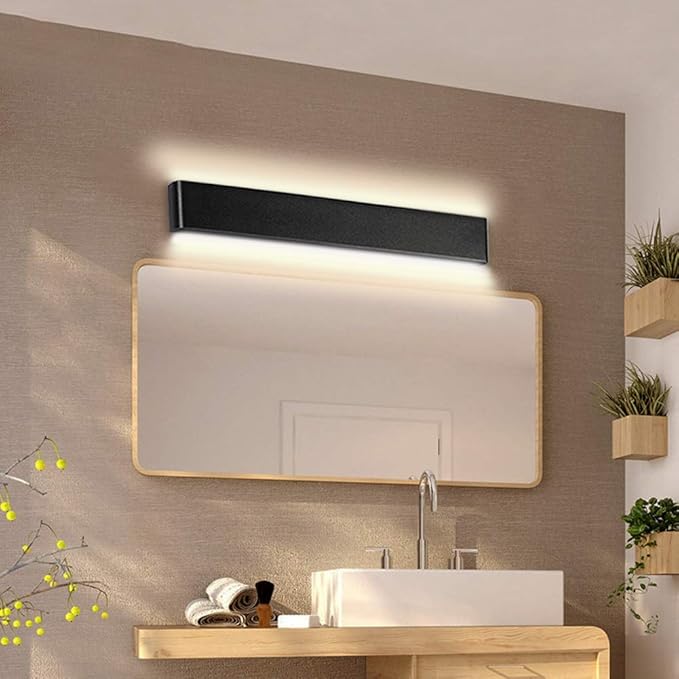 Aipsun 43.3in/40W LED Matte Black Modern Vanity Light Up and Down Wall Mount Light Indoor Wall Light for Bathroom Lighting Fixtures (Warm Light 3000K)