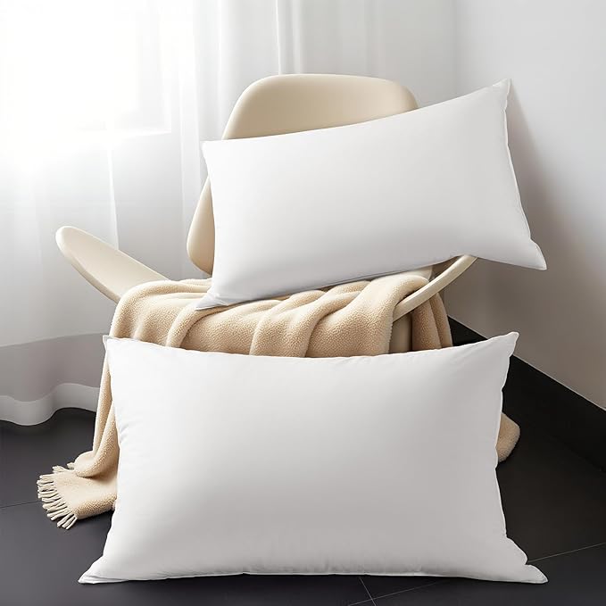 Shilucheng Goose Down Pillow Standard Size Set of 2 Pack,750+ Fill Power Luxury Hotel Quality Bed Feather Pillow for Side Back Stomach Sleepers, Soft 100% Cotton Shell（White,20" x 26"）
