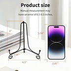 Iron Plate Stands for Display,Foldable Book Holder & Easel Stand for Sign, Versatile Poster Stand and Small Plate Stand for Home Decor, Art, Photo Frame, Card, Crystal Display (Black, 6 inch (4Pcs))