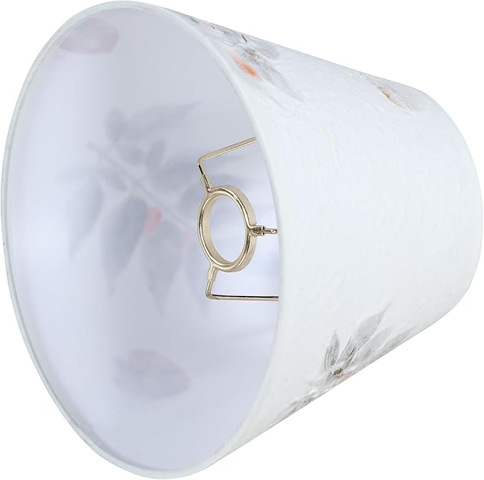 Aspen Creative 56038 Empire Uno Lamp Shade in White with Petal Paper, 5" Top x 9" Bottom x 7" Slant Height, Slip UNO 33mm
