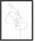 Y2K BOO Minimalist Face to Face UNFRAMED Wall Art Two Portraits Continuous Line Drawing 8x10 Inch Heavyweight Paper Modern Aesthetic Studio Decor