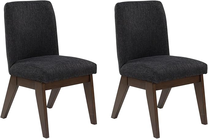 Signature Design by Ashley Kendamor Mid-Century Modern Upholstered Dining Chair with Solid Wood Frame and Bucket Design, Set of 2, Dark Brown