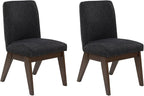 Signature Design by Ashley Kendamor Mid-Century Modern Upholstered Dining Chair with Solid Wood Frame and Bucket Design, Set of 2, Dark Brown
