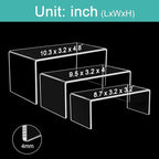 6PCS Acrylic Display Risers, 3 Sizes Clear Product Stand, Jewelry Display Riser Shelf Showcase Fixtures For Collectibles Display, Toy Figure Display