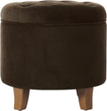 Homepop Home Decor | Upholstered Round Velvet Tufted Foot Rest Ottoman | Ottoman with Storage for Living Room & Bedroom | Decorative Home Furniture, Brown Velvet