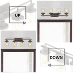 Emliviar 4-Light Vintage Vanity Light - Farmhouse Bathroom Wall Light Fixtures, Oil Rubbed Bronze Finish with Clear Glass, YCE238B-4W ORB