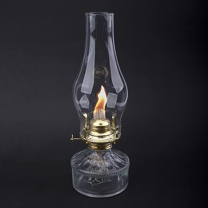 Oil Lamp Chimney Hurricane Lamp Glass Replacement Clear 3 Inch Base for Kerosene Lamp Shade(Flat Style 2P)