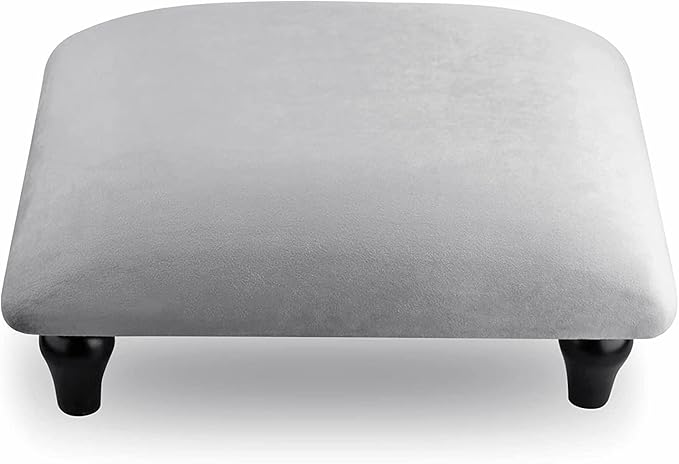 Small Foot Stool Ottoman with Stable Wood Legs Upholstered Footstool Padded Foot Rest Step Stool for High Beds Seat Chair Couch Sofa Patio Bedroom Living Room Office (5.9" H-Gray)