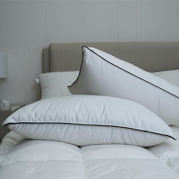 Luxury Down Fiber Pillows Queen Size, Bed Pillows for Sleeping, Pillow for Back, Stomach or Side Sleepers
