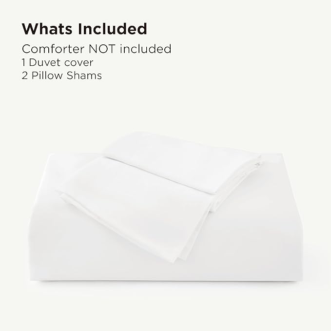 Bedsure 100% Rayon Derived from Bamboo Duvet Cover Queen Size - Lightweight Silky Cooling Comforter Cover Set for Hot Sleepers, Breathable & Moisture-Wicking Bedding Set, Pure White