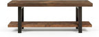 Pomona 48-Inch Entryway Storage Bench with Shelf – Solid Wood and Metal Accent Bench for Shoes, Hallway, Living Room, or Dining Room by Alaterre Furniture (Rustic Natural Finish)