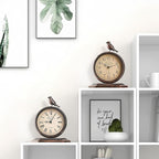 8-Inch Antique Mantel Clocks for Living Room, Retro Table Metal Silent Clocks for Fireplace, Easy to Read Decorative Mantel Clocks with Top Bird for Bedroom, Office, Desktop (Roman Numerals)