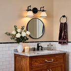 ANDY STAR Bathroom Lighting Fixtures Over Mirror, 2-Light Matte Black Vanity Light with Frosted Glass, Anti-Rust Metal Framed Bathroom Wall Lamp Sconces for Mirror Bedroom, Living Room Hallway