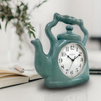 Presentime & Co. 11" Teapot Clock, Silent Non Ticking, Modern Farmhouse Style, Wall & Mantel 2 in 1 Clock, Desk & Shelf, Aged Teal Finish (Wall Deocration/Home Decoration/Tabletop Décor)