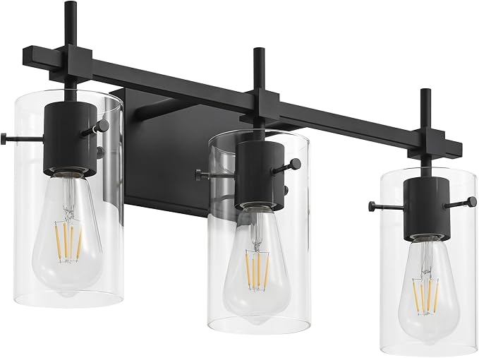 SOLFART 3 Lights Black Vanity Lights for Bathroom Wall Light Fixtures Bathroom Light Fixtures Over Mirror Bath Vanity Light Black