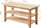 Shoe Rack Bench, 3-Tier Shoe Shelf Organizer,6-Pairs Entryway Storage Bench for Hallway, Bedroom, Living Room, Bedroom, Hold up to 550 lbs, Solid Wood, Natural