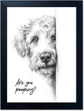 Gongyuanyihao Arts Funny Dog Bathroom Wall Art with Black Frame, Are You Pooping Sign for Farmhouse Restroom Decor, Rustic Humorous Canvas Print Painting Ready to Hang 16"x20"