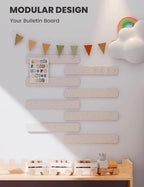 Fluxynara Cork Board Alternative Felt Strip Board 8-Pack 13"x2", Office Pin Board with 50 Push Pins, Adhesive Install for Bedroom Door & Home Office(Oatmeal)
