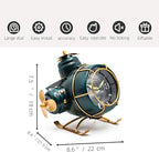 YOUKI Airplane Desk Clocks,Tabletop Decor,Airplane Gifts for Men,Industrial Decor,Shelf Clock for Bedroom Office,Silent No Ticking,Battery Operated,Green,8.6 x 8.4 x 7.5 inches