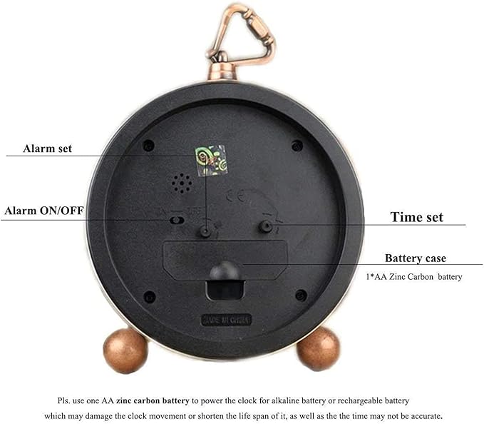 Maxspace 5.2in Desk Clock, Retro Silent Analog Clock Non-Ticking & Battery Operated with Quartz Movement,Clock Decor for Bedroom Living Room