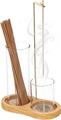 2-in-1 Glass Incense Burner with Ash Collector and Incense Stick Storage Upside Down Hanging Incense Holder, Anti-Splashing Design, Perfect for Meditation, Yoga, Spa, and Home Decoration