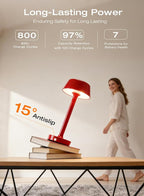 Cordless Rechargeable Table Lamp with Power Charger,Portable LED Desk Lamp,5000mAh Battery Operated,2700K-5700K Tunable,Stepless Touch Dimming for Bedroom Bedside Outdoor Camping,Red