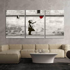 Novatique Graffiti Canvas Wall Art Street Banksy Wall Art Classic Graffiti Poster Print Little Girl with Love Balloon Wall Decor for Teenagers Bedroom Living Room, 24"x 36"x 3Pcs