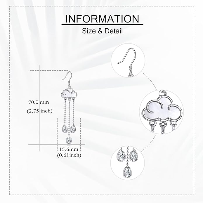 URONE 925 Sterling Silver Earrings Hook Dangle Earrings Jewelry Gifts for Women