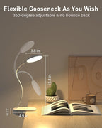 Diomart Rechargeable LED Desk Lamp, Clip On Dimmable Reading Light with Timer, Red Light Sleep Aid Bedside Lamp for Workbench, Kids, Studying，Home