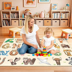 Kids Rugs for Playroom - 2.5x4 Feet ABC Rug for Toddler Children Educational Learning Animal, Alphabet Rug Kids Play Mat Nursery Bedroom Kindergarten Decor, Beige