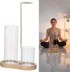 Upside Down Incense Stick Burner, Including Wood Base, Glass Ash Catcher Detachable Metal Incense Holder, Anti-Scald Design for Meditation, Yoga, Home & Office Decor
