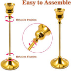 Candlestick Holders, Taper Candle Holders Brass Gold Candlestick Holder Candle Stick Holders kit Classic Decorative Candle Stick for Christmas, Fireplace Wedding Party Dinner Tables Décor