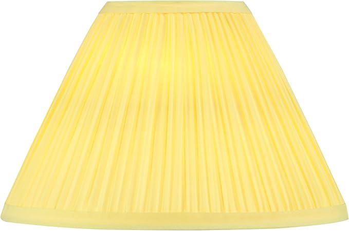 Aspen Creative 56505, Hardback Empire Transitional UNO Lamp Shade, Mushroom Pleated Canary Yellow Faux Silk Fabric, 4" Top x 10" Bottom x 7" Slant Height, Slip 33mm