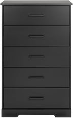 Prepac Rustic Ridge Farmhouse Dresser, Black Dresser for Bedroom, Chest of Drawers with 5 Drawers 18.5" D x 27.5" W x 43.5" H, BBDR-1605-1