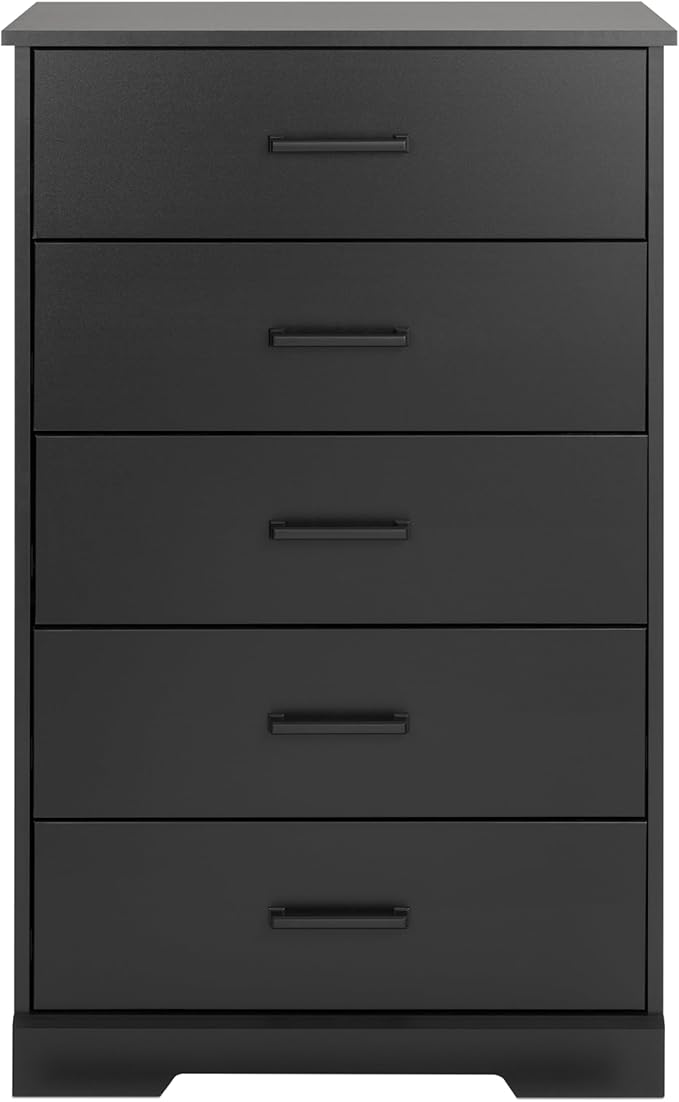 Prepac Rustic Ridge Farmhouse Dresser, Black Dresser for Bedroom, Chest of Drawers with 5 Drawers 18.5" D x 27.5" W x 43.5" H, BBDR-1605-1
