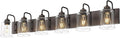 zeyu 44 Inch Farmhouse Bathroom Vanity Lights, 6-Light Bathroom Light Fixtures with Clear Glass Shade, Oil Rubbed Bronze Finish, ZSL72B-6W ORB