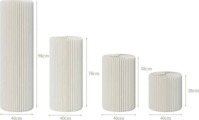 4Pcs Cylinder Display Stand - Foldable Paper Pedestal with Square Acrylic Plate for Shoes & Handbags, Retail Store, Boutique, Home & Wedding Decor, Party Events
