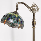Tiffany Floor Lamp Stained Glass Lamp 18.88X12X67 Inch Angle Adjustable Arched Gooseneck Antique Reading Light (Amber Yellow Dragonfly)