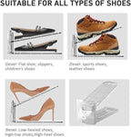 12 Pack Clear Shoe Slots Organizer - Adjustable Height 3.7''to 7.7'' Shoe stackers for a pair of shoes ,Shoe rack storage shoe space saver 50%,Easy to assemble shoe hold shoe organizer for cloest