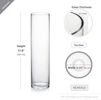 WGVI Quality Thick Weighted Clear Cylinder Glass Vases, 3" W x 12" H, Skinny Bud Vase Floral Bouquet Flower Arrangements Storage Container Candle Holders Decorative Accents, Bulk Wholesale, 18 Pieces
