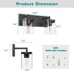 Bathroom Vanity Light, Square Design 2 Lights Morden Bathroom Lighting Fixtures Over Mirror, Black Light Fixtures for Living Room/Bedroom