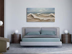 zoinart Blue Ocean Wave Oil Painting on Canvas Impasto Textured Painting Serene Canvas Wall Art Living Room Wall Decor Contemporary Art 24" x 48"