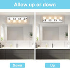 Vanity Light Fixture,4-Light Vanity Light for Bathroom,Chrome Bathroom Vanity Lighting Over Mirror with Square Clear Glass Shade for Restroom