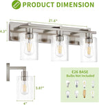 Espird Bathroom Vanity Light, 3 Light Brushed Nickel Bathroom Light Fixture with Thickened Seeded Glass Shade, 24 inch Modern Vanity Lights, Bathrooms Lights Fixture Over Mirror