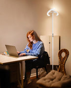 White Floor Lamp, Modern Stepless Dimmable Standing Lamp 3000-6000K, 20W LED Rotatable Reading Tall Lamp, Touch & Remote Control Uplighter Floor Lamps for Living Room Bedroom Office