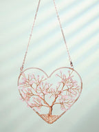Jovivi Rose Quartz Heart Crystal Tree Hanging Ornament Healing Crystals Stones Gemstone Room Bedroom Wall Home Yoga Decor for Feng Shui Meditation Christmas Tree Ornament