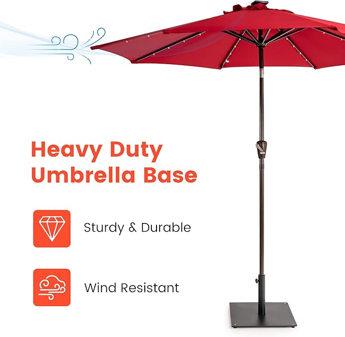 Giantex Square Umbrella Base, 36 LBS Steel Heavy Duty Patio Market Umbrella Stand with 2 Adapters, 20 Inch Outdoor Plate Stand with Adjustable Foot, Suitable for Backyard, Deck, Poolside, Patio