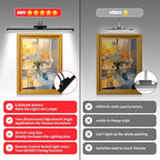 26" Wireless Picture Lights, Rechargeable Battery Art Display Light with Remote Control, Dimmable/Timer Off Dartboard Light, 3 Lighting Modes Full Metal Painting Display Lights (Black-2 Pack)