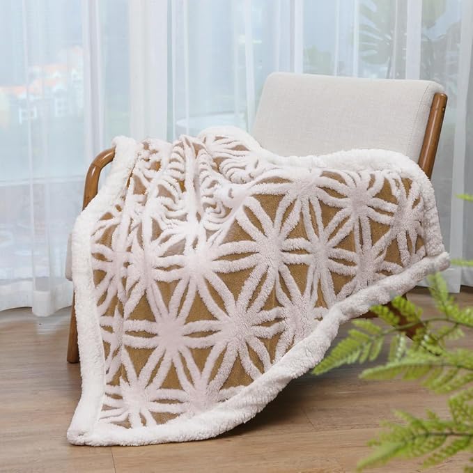 LOMAO Sherpa Fleece Blanket Fuzzy Soft Throw Blanket Dual Sided Blanket for Couch Sofa Bed (Khaki, 60''x80'')