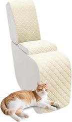 Reclining Sectional Couch Covers Velvet L Shape Recliner Sofa Middle Console Cover for Dogs Pets Washable Anti Slip 1 Additional Recliner Center Console Slipcovers (1 Console, Ivory White)